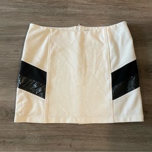 White and black mini skirt